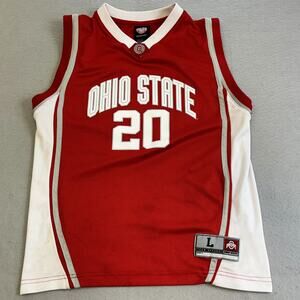 Vtg Genuine Stuff Jersey Womens Large Red OSU Buckeyes Officially Licesnsed